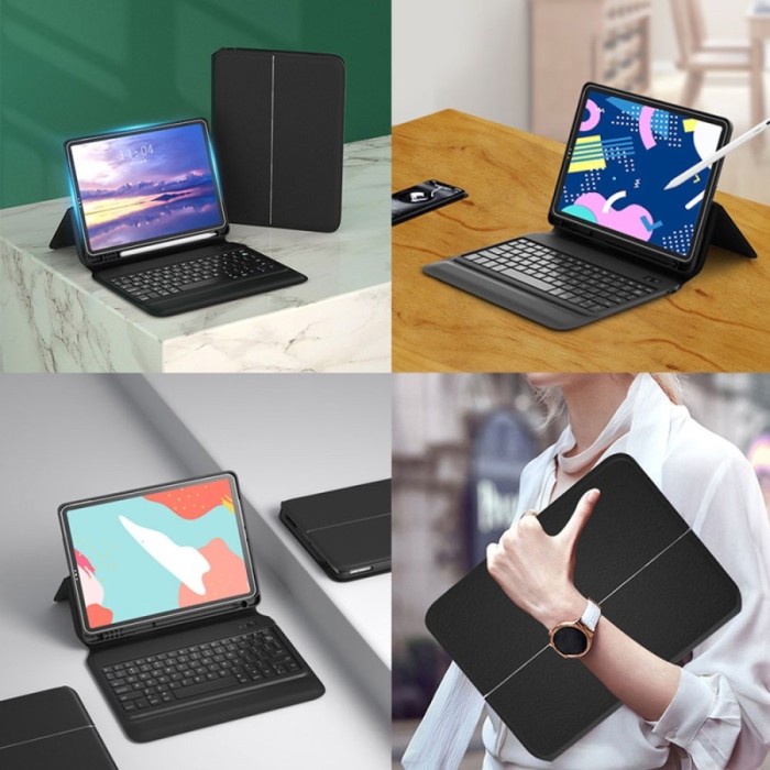 ✨New Ori Wiwu Ipad Pro Keyboard Case Ipad Pro 2021 2020 2018 Leather Foldable Bisa Sameday