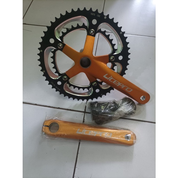 ✨Ori Crankset Double Litepro Ht2 53 39 T Black Gold Mtb Roadbike Spda Lipat Terbaru