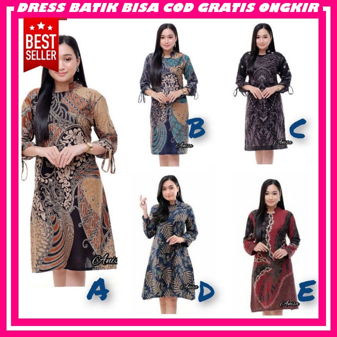 Premium Baju Batik Wanita Modern Kantor Elegan Bju Christmas Gaun Chrismast Dress Korean Style Impor