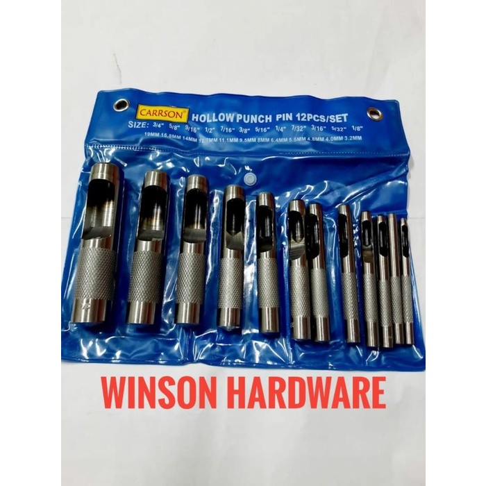 

Carrson Hollow Punch Set 12 Pc / Mata Plong Kulit Set 1/8" - 3/4