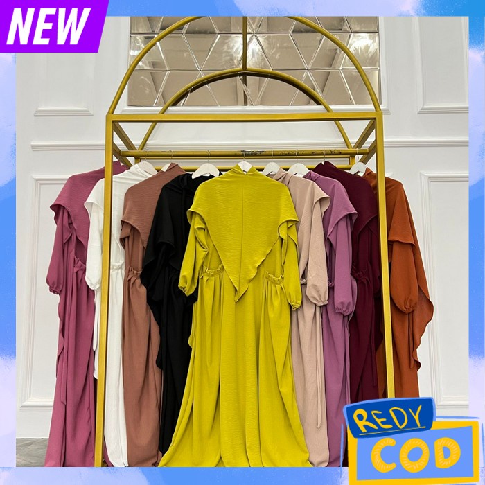 Setelan Gamis Dan Kerudung Baju Lebaran Stlan Cewek Gamid Kerudung Syar'I Bsju Games 2In1 Branded Ib