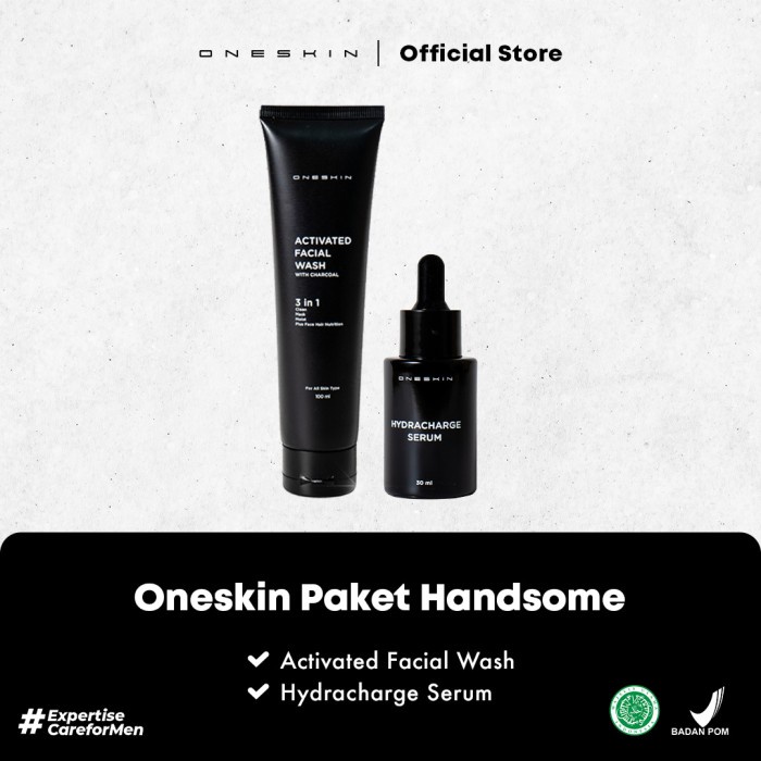 [Original] Oneskin Paket Handsome / Paket Pencerah Wajah Pria - Paket 2 Produk Bisa Gojek