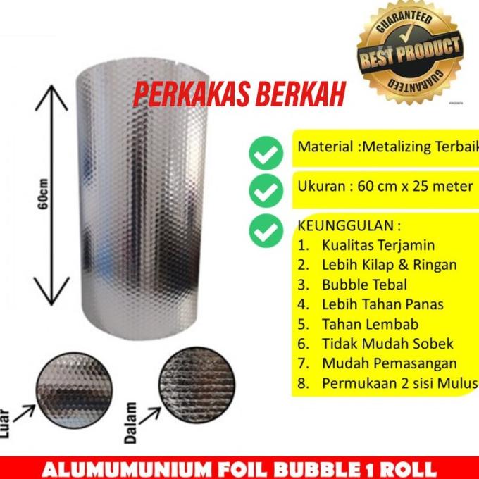1 Roll Aluminium Foil Bubble Peredam Panas Atap Rumah Ketebalan 4 Mm