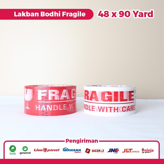 

✨Sale Lakban Fragile Merah Putih Bodhi 48X90Yard Dijual Per Dus Diskon
