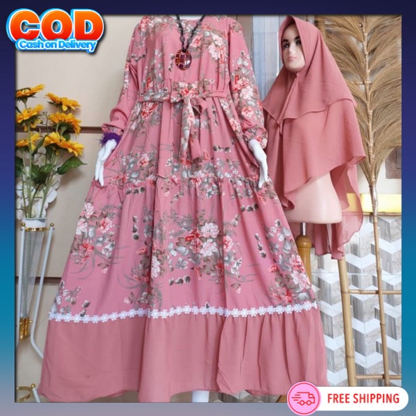 1 Set Gamis Satu Set Gamus Polos Remaja Dres Korea Style Bju Drees Premium Wamita Bahan Adem Gamis 2