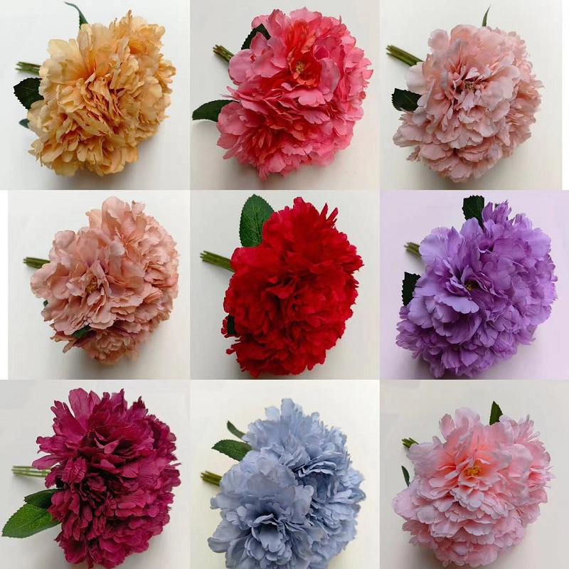 7 pasanganlah bunga buatan peony asli prancis untuk hiasan rumah tangga