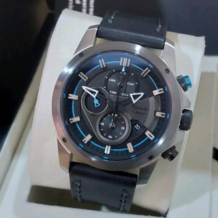 ✅Ready Jam Tangan Alexandre Christie Pria Original Ac6593 Black Grey Blue Diskon