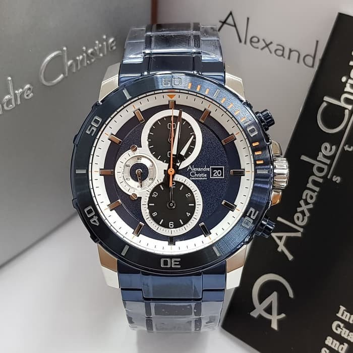 ✅Sale Alexandre Christie 6473Mc / Ac 6473 Mc / Ac6473 Silver Blue Original Terbaru