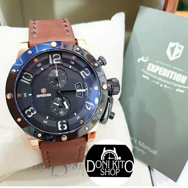 ✅Ori Jam Tangan Pria Original Expedition E-6381 Black Rose Gold. Limited