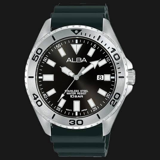 ✅Sale Alba Active As9Q49X1/As9Q49 Black Dial Rubber 100 M  Pria  Berkualitas