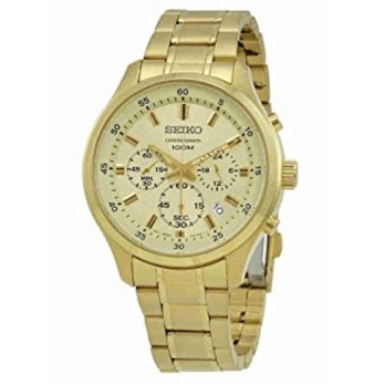 ✅Sale Seiko Chronograph. Sks592P1. Men. Champagne / Gold Dial. Wr 100 M. Berkualitas