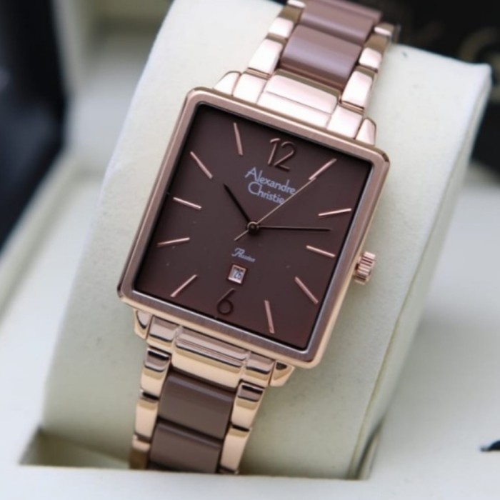 ✅New Jam Tangan Wanita Alexandre Christie Original Ac2917 Rosegold Brown Terbatas