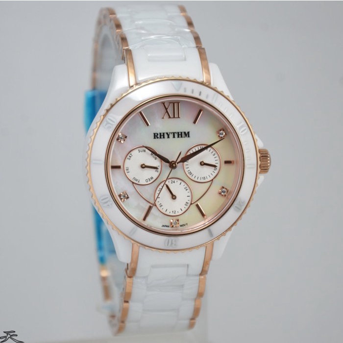 ✅New Rhythm C1401T04 - Jam Tangan Wanita Ceramic Original - White Rose Limited