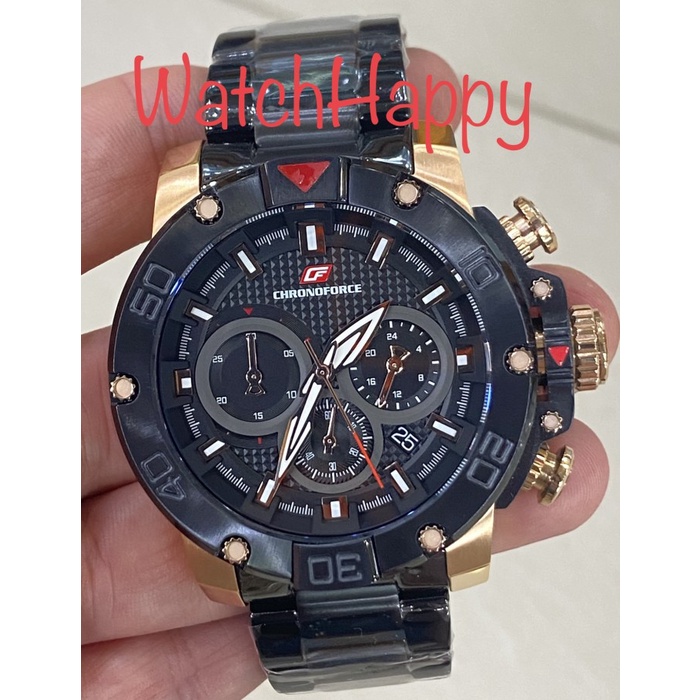 ✅New Ori Watchhappy Chronoforce 5257 5257G Cf5257 Men Sport Black Rose Original Bisa Gojek