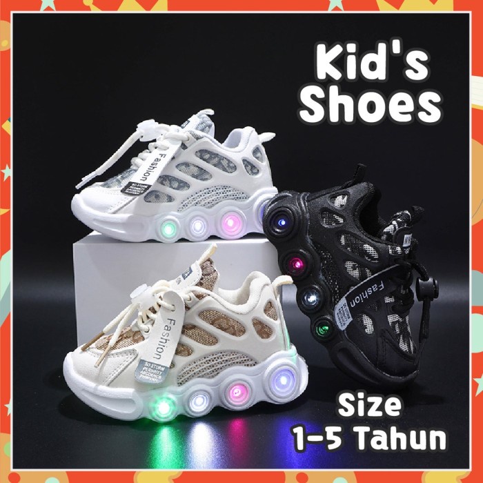 Sepatu Sneaker Led Anak Laki Laki Perempuan Import Usia 1-5 Tahun