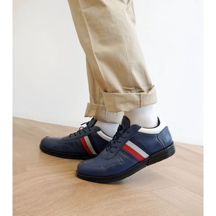 sepatu kulit casual formal sepatu sneaker kulit sapi asli sepatu kulit tali elastis serut simpel war