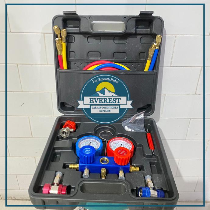 METERAN AC MANIFOLD GAUGE ALAT CEK AC MOBIL KOMPLIT FULL SET