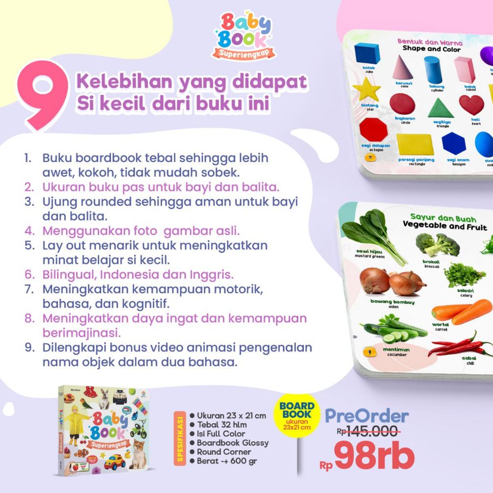 ( COD ) buku soft Baby Book Superlengkap sensory born journal english series anak 1 2 3 tahun muslim