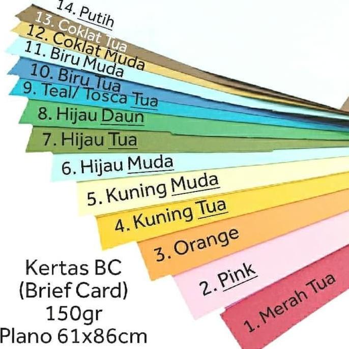 

(Bisa Cod) 10 lembar / Karton BC Manila Plano 150 grm 61x86 warna ..