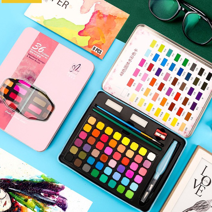 

(M45➲) Olla 36/48Water Color Set - Alat Cat Air Set (Termasuk Kuas dan Kertas Gambaran)..!