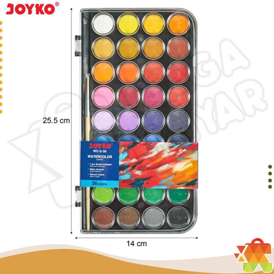 

[D65☞] JOYKO Watercolor WC-3 / Cat Air Padat 36Block / Solid Watercolor Set 36 Warna / Cat Air 36Warna Water color 36 Block!