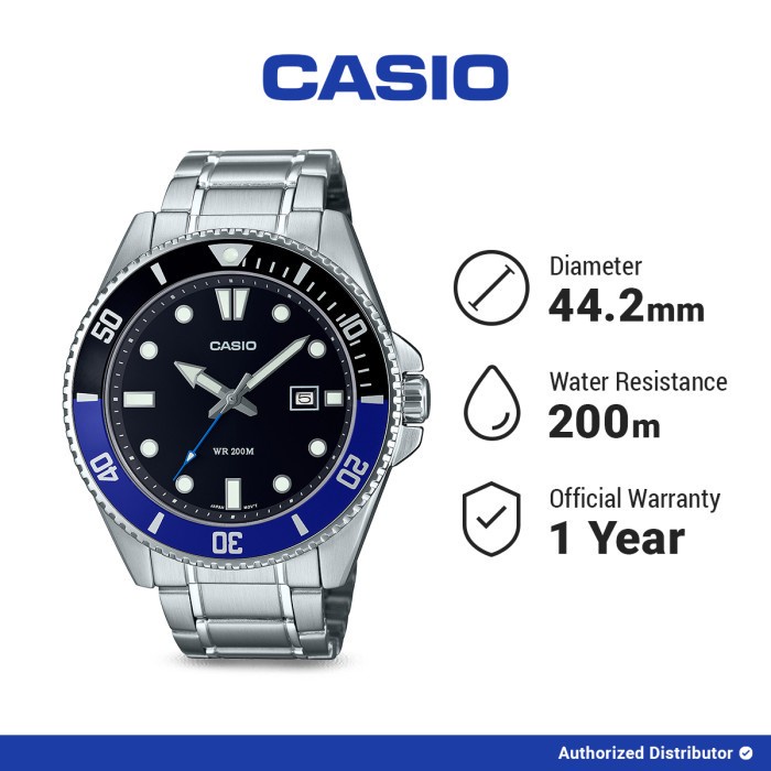 Casio MDV-107D-1A2VDF Original Jam Tangan Pria Analog Silver