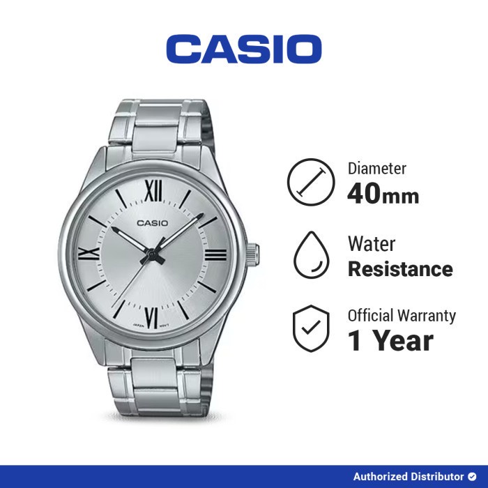 [READY INSTANT] Casio Jam Tangan Pria MTP-V005D-7B5UDF Analog Silver Original
