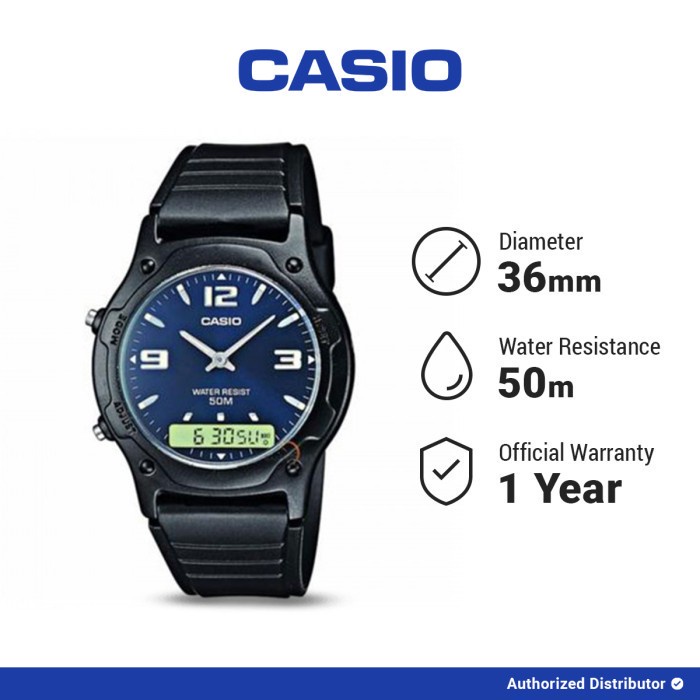 [READY INSTANT] Casio Jam Tangan Unisex AW-49HE-2AVDF Digital Analog Original