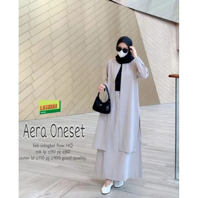 AERA SET/ SETELAN TUNIK MIDI ROK LINEN POLOS ORI LASHIRA