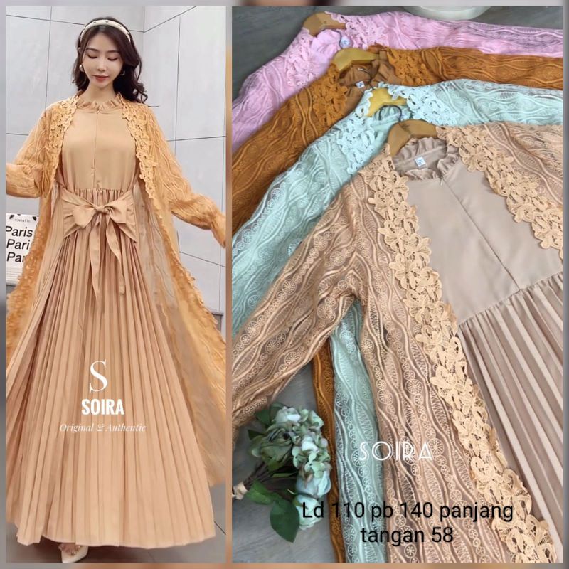 dress plisket rompi brukat ori Soira