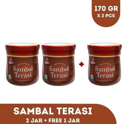 

Hot Sale.. PAKET SAMBAL TERASI JAR 170 GR BUY 2 GET 1 71