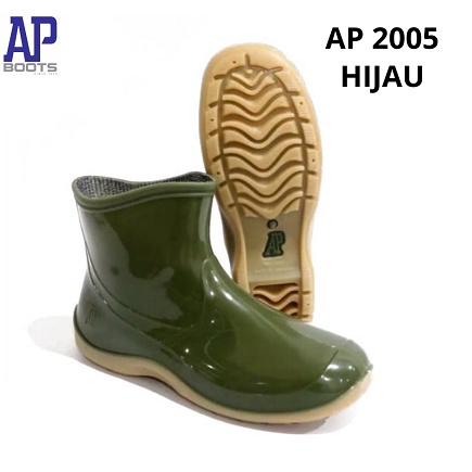 [R2.X➲) AP Boots Pendek Kecil 2005 Green Hijau Glossy Mengkilap - Sepatu Boots Karet AP 2005 Green b