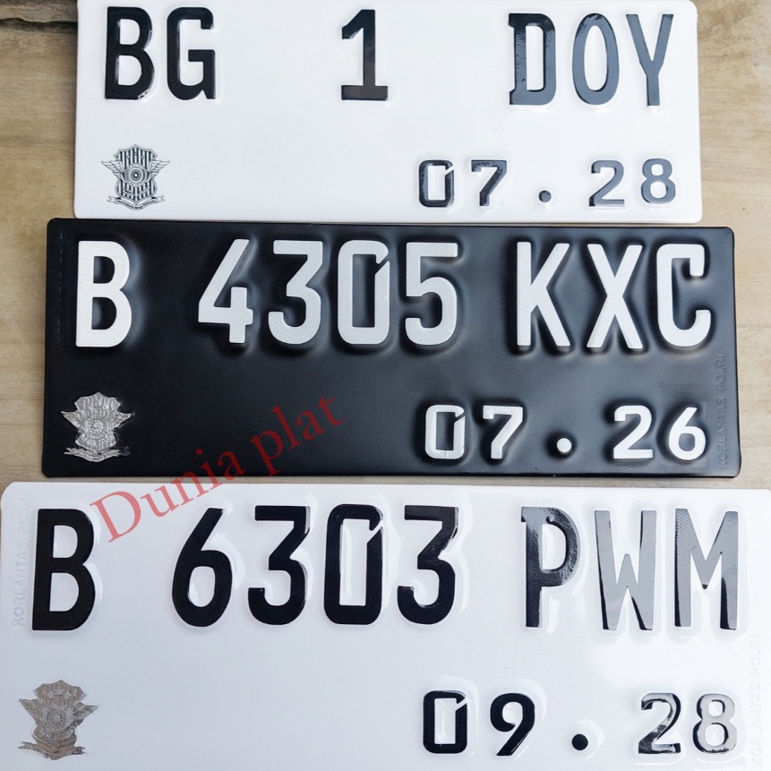 [D11-♫] Plat Nomor Motor Lipat Baut tanam Model Tebal Warna Putih logo polantas ori☎.