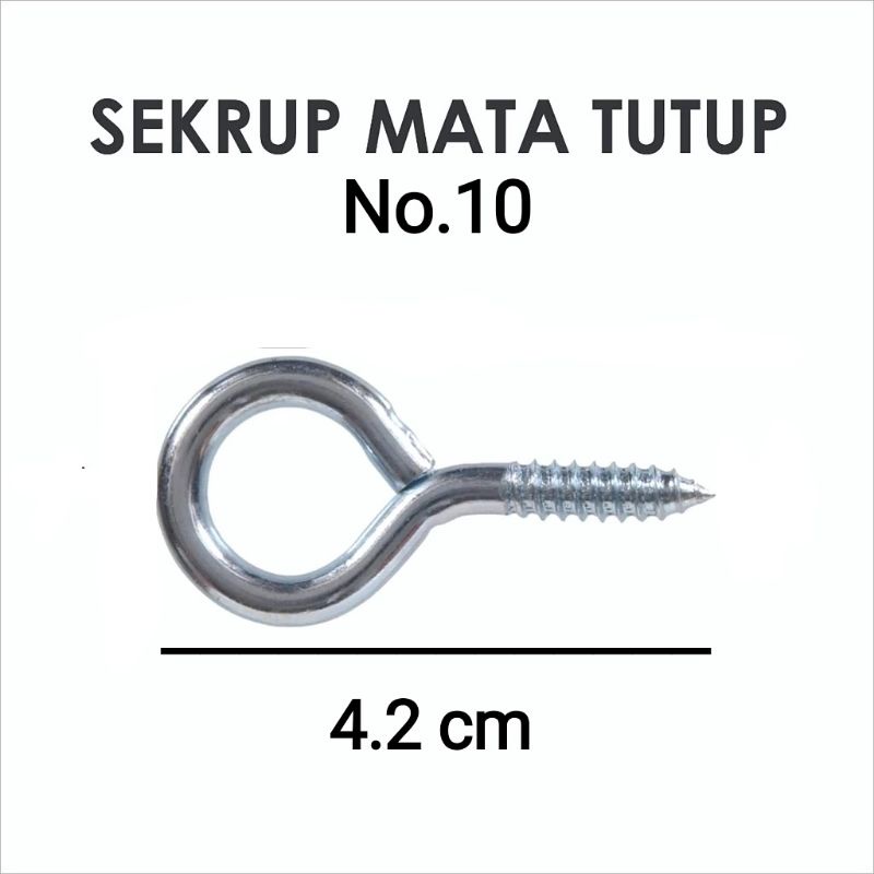 (10 pcs) Sekrup skrup paku ulir hak mata tutup no 10 kapstok
