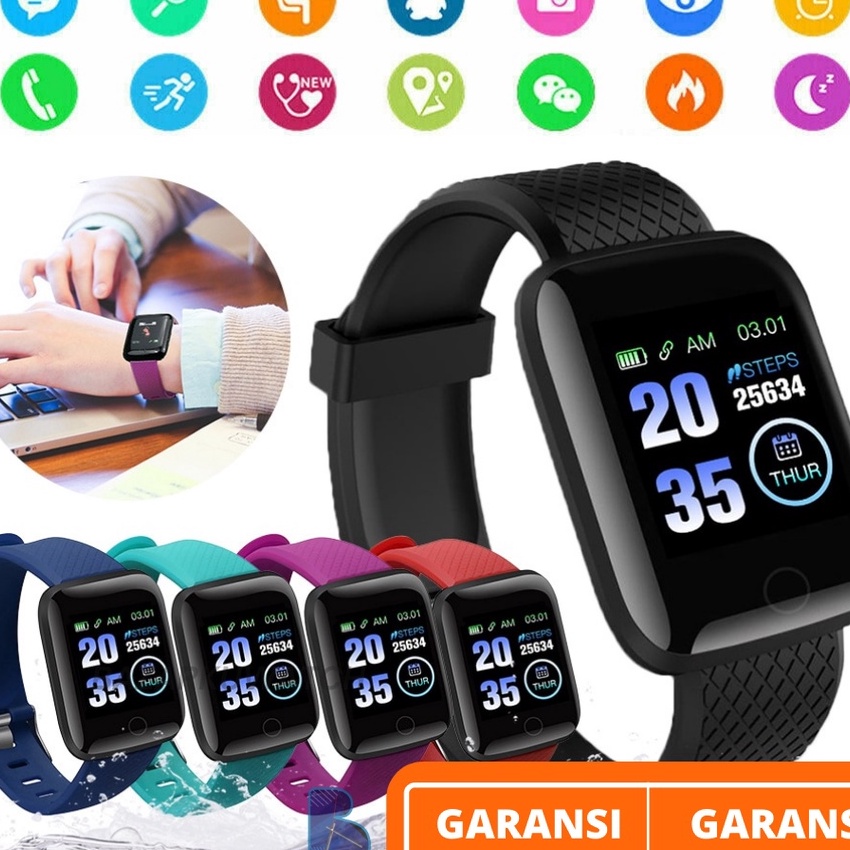 [J94-㊖> Smartwatch 116 Plus Jam Tangan Sport Jam Tangan Pintar Jam Sport Smart Bracelet☆..