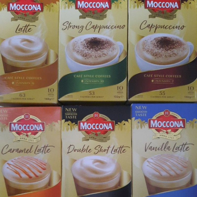 

Moccona Coffee Australia Per Box Latte/Strong Cappuccino/Double Shot Latte/Caramel Latte/Isi 10