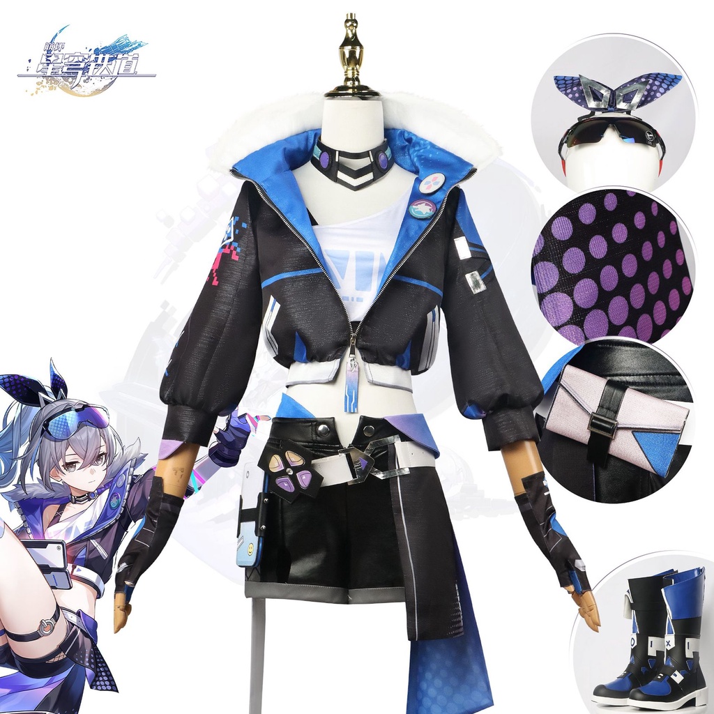 【Fantasy Dragon】Honkai: Star Rail  cosplay  Silver Wolf  cosplay costume suit and Silver Wolf  wig ,