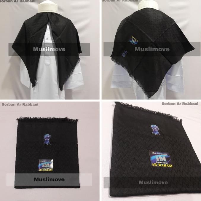 Sorban Sorban Ar Rabbani Segi Empat Polos, Hitam, Dan Putih.(P3Z9) Sorban Anak Laki Laki Sorban Musl