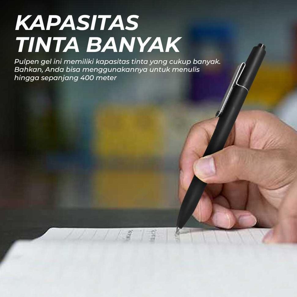 

Pena Pulpen Gel 0.5Mm Soft Touch Metal Clip Tinta Hitam - Kcm4