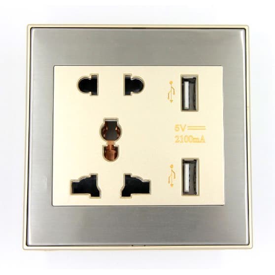 Stop Kontak Saklar Colokan Dinding Wallplug Universal dan 2 USB Port terlaris