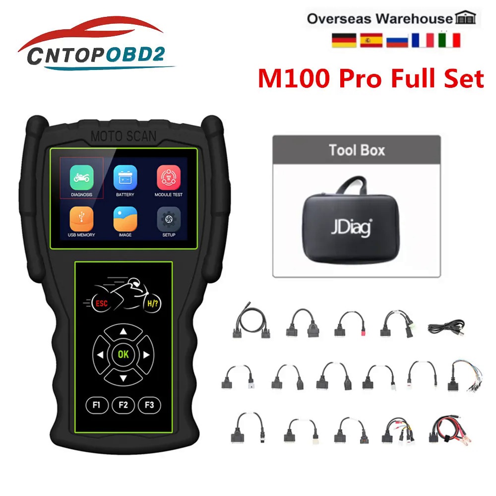 ❤Original JDiag M100 Pro Full Set Universal Motorcycle Diagnostic Tool Motor Scan Battery Tester D87
