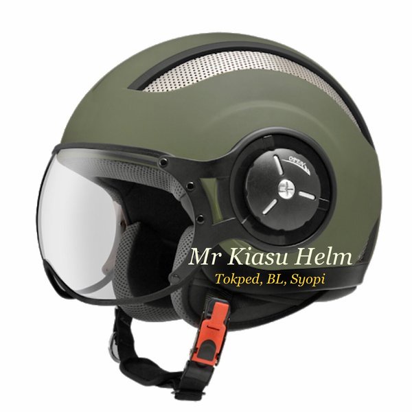 TERMURAH Zeus 218 Matt Green Army Hijau Doff Dop Helm Retro Pilot Zs218 Z218 Olive