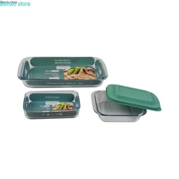 

✅Termurah Loyang Kue Kaca Baling Tray Dengan Tutup Plastik Set 3 Pcs Transparan Terbatas