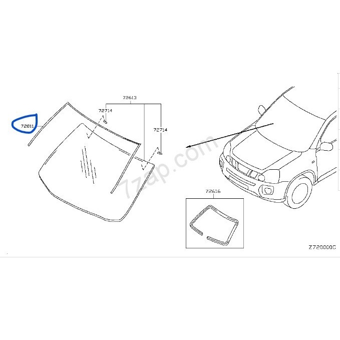 Karet Moulding Windshield Upper Nissan Xtrail T31 Original Genuine Best