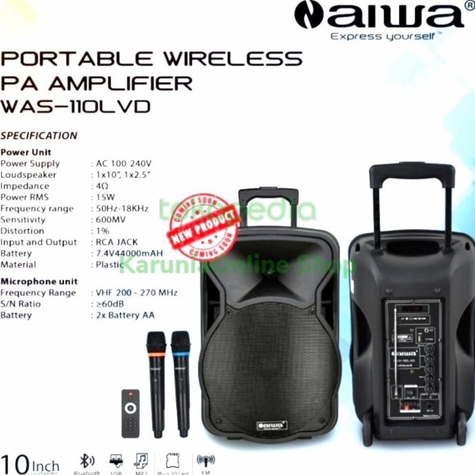 Speaker Wireless Meeting Portable Aktif Aiwa 110LVD 10 inch Bluetooth