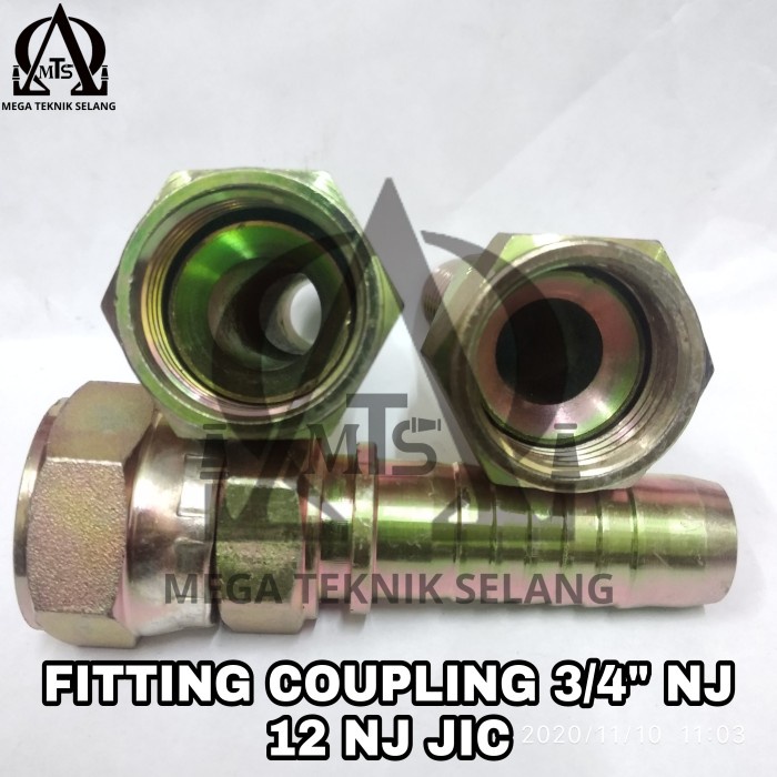 Fitting Coupling Hydraulic 12 - 12 NJ JIC Double Hex Copling 3/4" NJ terbaik