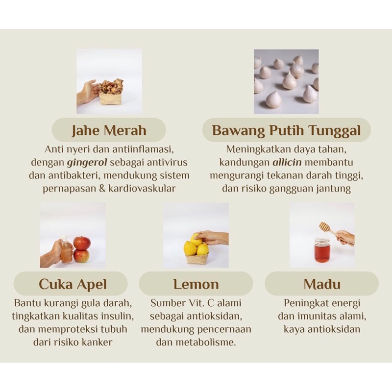 

Jus Bawang Putih Tunggal,Jahe Merah,Lemon,Madu Hutan,Cuka Apel /Vitan