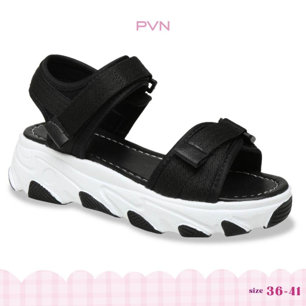 LARIS PVN Micha Sandal Wanita Black Cream 241 banana