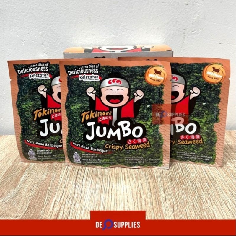 

Tokinori Jumbo BBQ Crispy Seaweed 4gr - Nori rasa Barbeque Rumput Laut - 1pcs