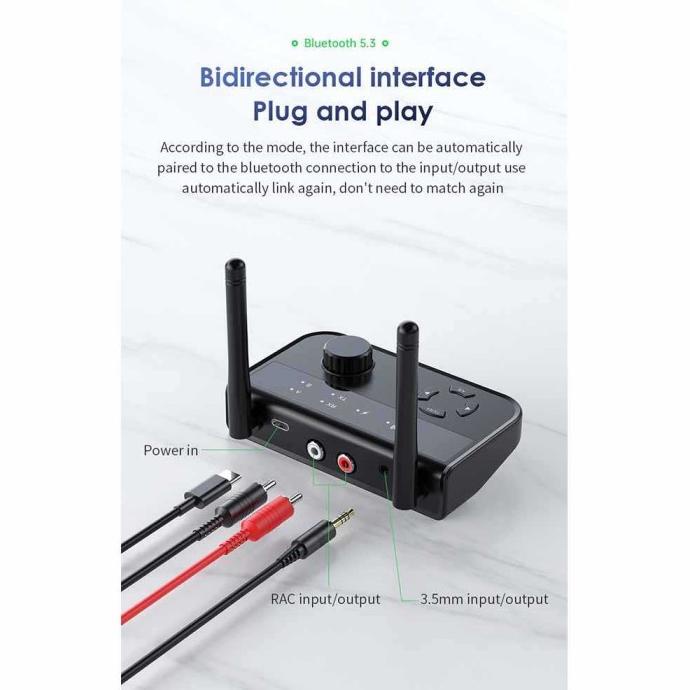 Vikefon Bluetooth Adaptor 5.3 Audio Receiver Transmitter Wireless 10M